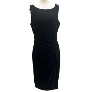 Elegant Black Sleeveless Dress NWT Lauren Ralph Lauren Faux Wrap Ruched mini